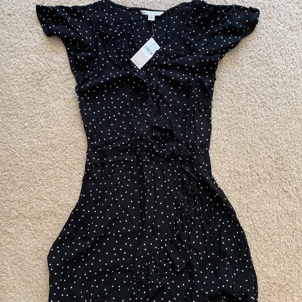 American eagle polka dot wrap dress